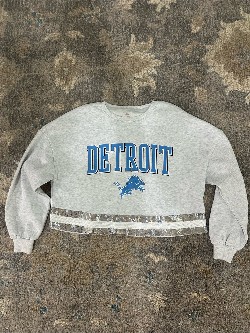 Gameday Couture Detroit Lions Cropped Sweatshirt Sequin Trim Womens Small